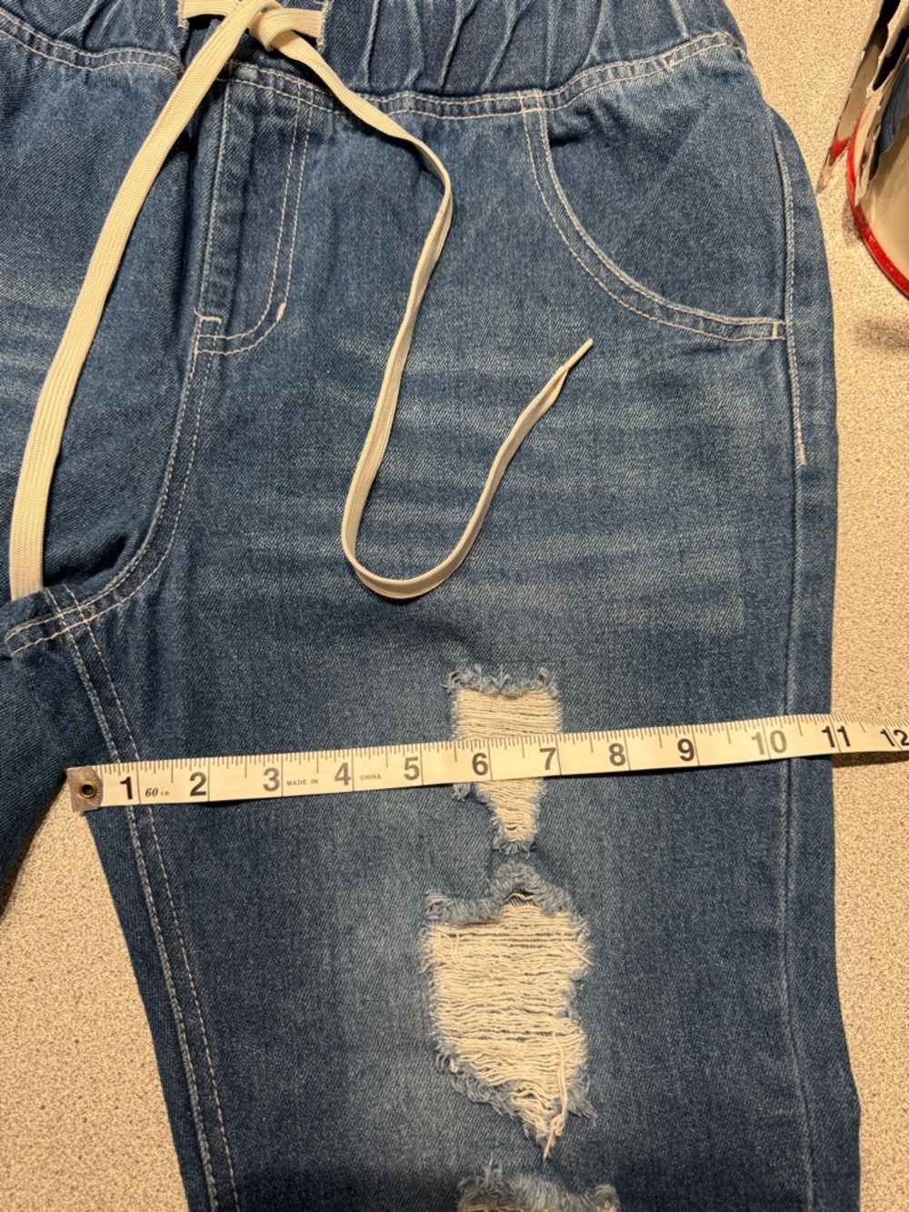 Japanese Weekend Women's Distressed Blue Boyfriend Jeans - Picture 8 of 10